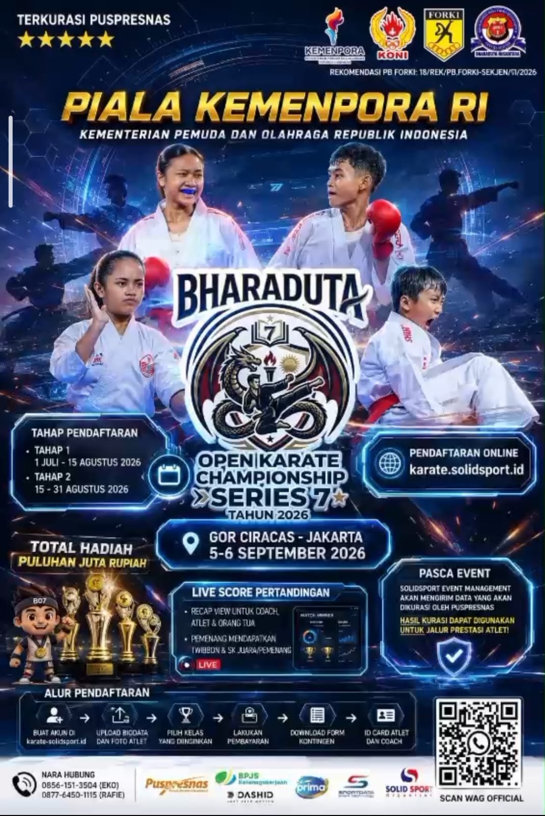 Bharaduta Open Karate Championship 2026 Siap Digelar di GOR Ciracas, Jakarta Timur